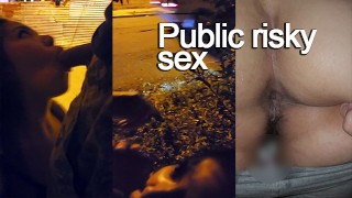 Публичный секс. Она сосет мой член на улице. на террасе здания. Часть 2-2