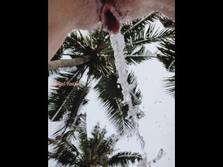 Risky Public Pissing and Farting on a Tropical Island by Cute Pussy