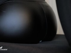 Farting sitting on her tiny coworker without noticing