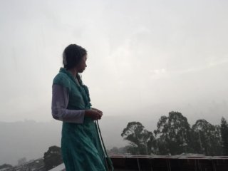 Gorgeous teen latina wet striptease in the rain