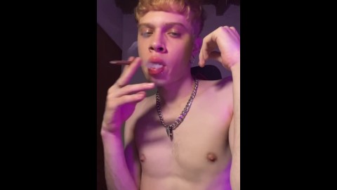 blonde teen boy smoking and jerking (teen,18+)