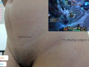 Preview 1 of Playing LoL and inserting my dildo gently up my ass (it's very big) | Chaturbate - VaioletUwU