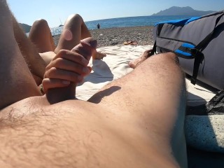 Girl Watches us Masturbate each other Naked at Public Beach @juicy_july Public Sex