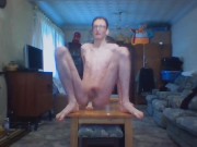 Preview 1 of Riding my 6 inch dildo and moaning on the table video reupload with better lighting