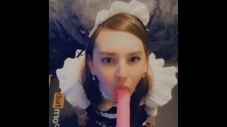 Maid POV sucks your cock and takes a facial.