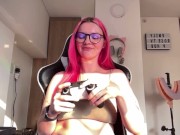 Preview 5 of Gamer girl cums on banned Twitch livestream! Cum countdown and nip slip