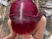 Preview 6 of Redhead babe sucks and fucks in nature