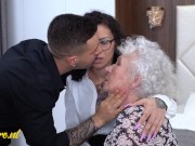 Preview 1 of Natasha Ink Brought Over a Hairy Granny To Join Them For a Anal Threesome