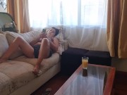Preview 3 of Stepmother masturbating in the living room