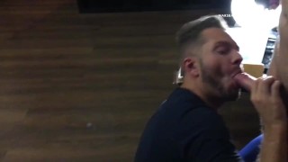 Blowjob for muscle stud with cumshot