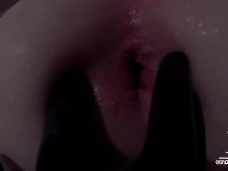 SpoutnikPup gets fingered with gloves and gapes