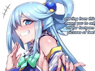 jerk off instruction, konosuba aqua, femdom foot worship, hentai joi