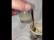 Preview 3 of Eating my cum in my ice cream makes me moan, tastes so good!