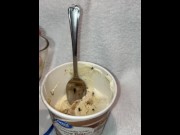 Preview 4 of Eating my cum in my ice cream makes me moan, tastes so good!