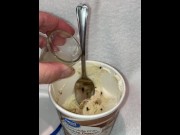 Preview 5 of Eating my cum in my ice cream makes me moan, tastes so good!