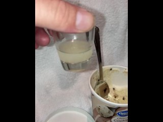 Eating my Cum in my Ice Cream makes me Moan, Tastes so Good!
