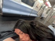 Preview 5 of RISKY BLOWJOB, MADE HIM CUM ON NYC SUBWAY