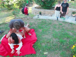 Public Sex on the Meadow with a Stranger! Ass and Pussy Creampie and Facial Cumshot