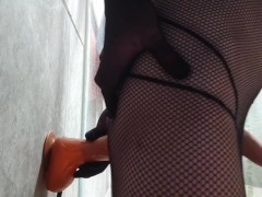 发骚伪娘穿渔网内衣在浴室用充气大鸡巴自慰撸射💦🥵 - Screenshot 1 of 16 - Sissy