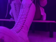 Preview 2 of White Snow Boots Cock Crush in 3 POVs - CBT, Bootjob, Trample, Trampling
