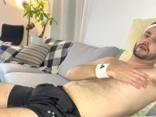 Sunday cumshot on the sofa / sportswear