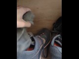 Old pair of shoes with old dirty socks inside