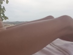 Bottomless at the beach. All naked in public