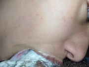 Preview 1 of my naughty mouth,sucking a dick very close and in slowmotion, so you can see it full of creampie