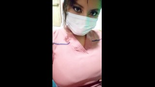 At Her Workplace A Beautiful Busty Nurse Makes Homemade Porn