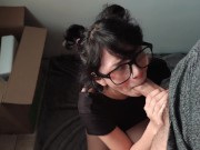 Preview 5 of Homemade blowjob from sweet nerdy girl in glasses