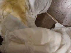 Trans Girl Peeing In Her Diaper and all Over the Floor