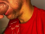 Preview 1 of CLOSE UP: THE BEST MILK MOUTH FOR YOUR DICK! Sucking Cock ASMR, Tongue and Lips BLOWJOB