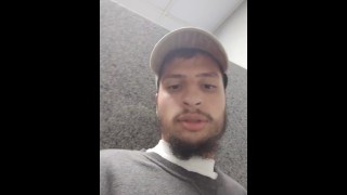 Snozzy boy spitting at himself and pissing on a toilet before shopping