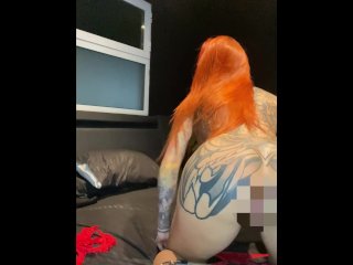 red head, tatto, masturbate, point of view
