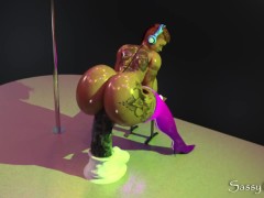 Big Ass Dancer Rides Huge Dildo on stage - Extreme Anal 3D Animation