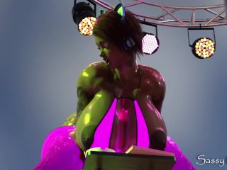 Big Ass Dancer Rides HugeDildo on Stage - Extreme_Anal 3D_Animation