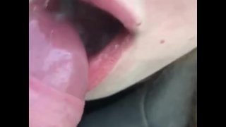 Outdoor blowjob and cum in to the vanilla shake. She drinks it!