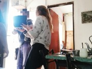 Housewife Without Panties Shows Her Pussy To The Technical Service And Spies On Her Having Hard Sex