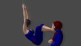 Amante da Spidergirl femdom luta mista super-herói 3d Parte 1