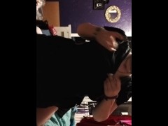 Acne Scared Goth girl Rides dildo and draws