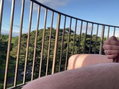 Jerking off on a balcony real quick .