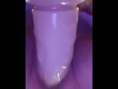 Milf fucking big toy on washing machine