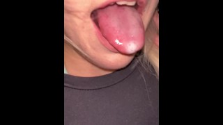 A sick girl is coughing hocking and spitting nasty and thick loogies mucus and phlegm