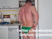 Preview 6 of bodybuilder with oiled body jerks off and flexes