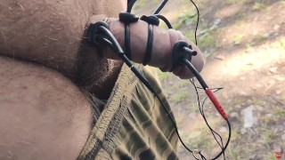 Much Sperm In The Outdoors Electro Device Fucked My Cock