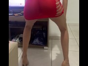 Preview 4 of Vestido vermelho colado sem calcinha