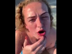 BRITISH BLONDE RECEIVES BIG CUM LOAD ALL OVER HER FACE AFTER GIVING DEEP BLOWJOB IN JAMACIAN SEA