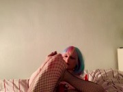Preview 3 of LilxJanexT shows her Feet off and gives Monster Dildo a Footjob