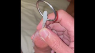The First Urethral Sounding Double Cum Shot