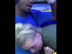 BLONDE GIVES RISKY BLOWJOB ON BUS